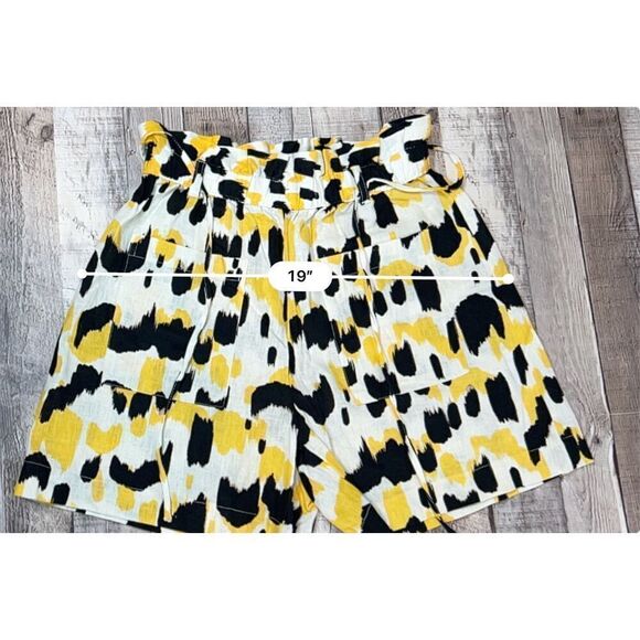Who What Wear Linen Paperbag Shorts Yellow Animal Print sz XS NWOT - Picture 7 of 13